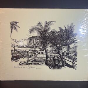 VTG Signed J Rindner Cruz Bay St. John Virgin Islands Art Sketch Print 16 x 20"